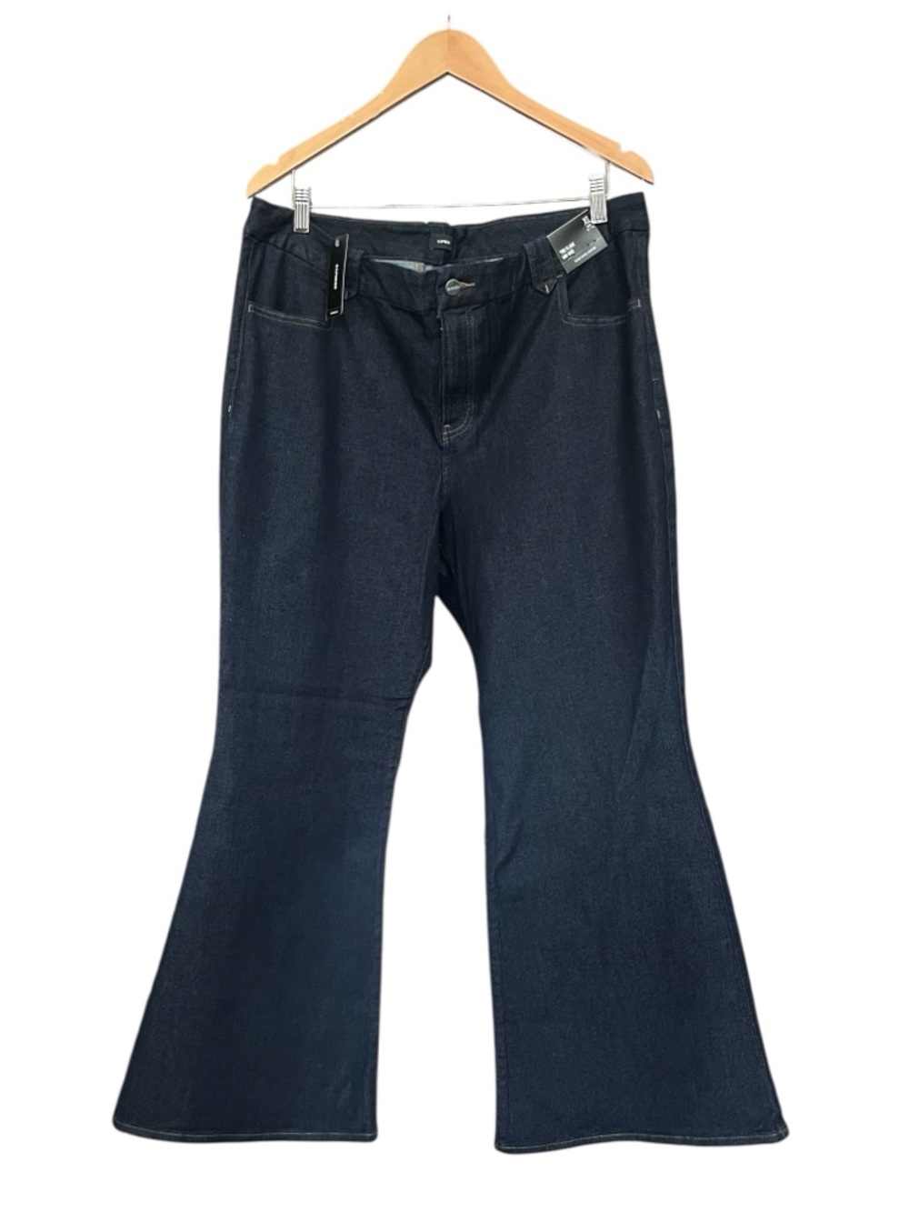 Express Flexx 70’s Midrise Flare in Deep Indigo - Size XL Short (US 18-20 Short)